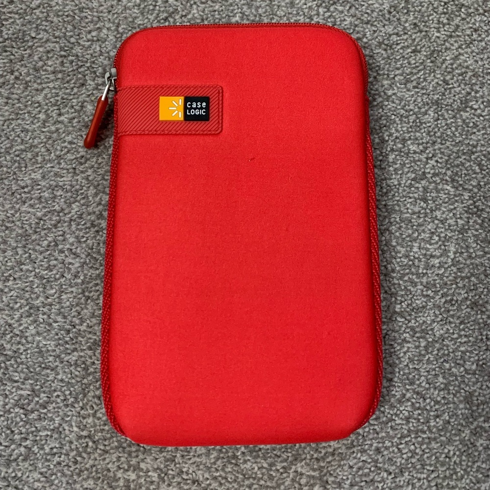 Case logic red foam zippered phone, tablet, hard drive, or eReader sleeve